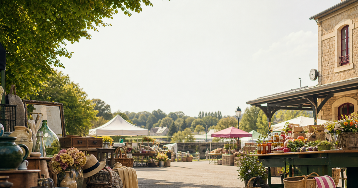 Illustration du Pubcast : Brocante, vide‑grenier et Marché du terroir – Neuve‑Maison (Thiérache) – samedi 12 septembre 2026