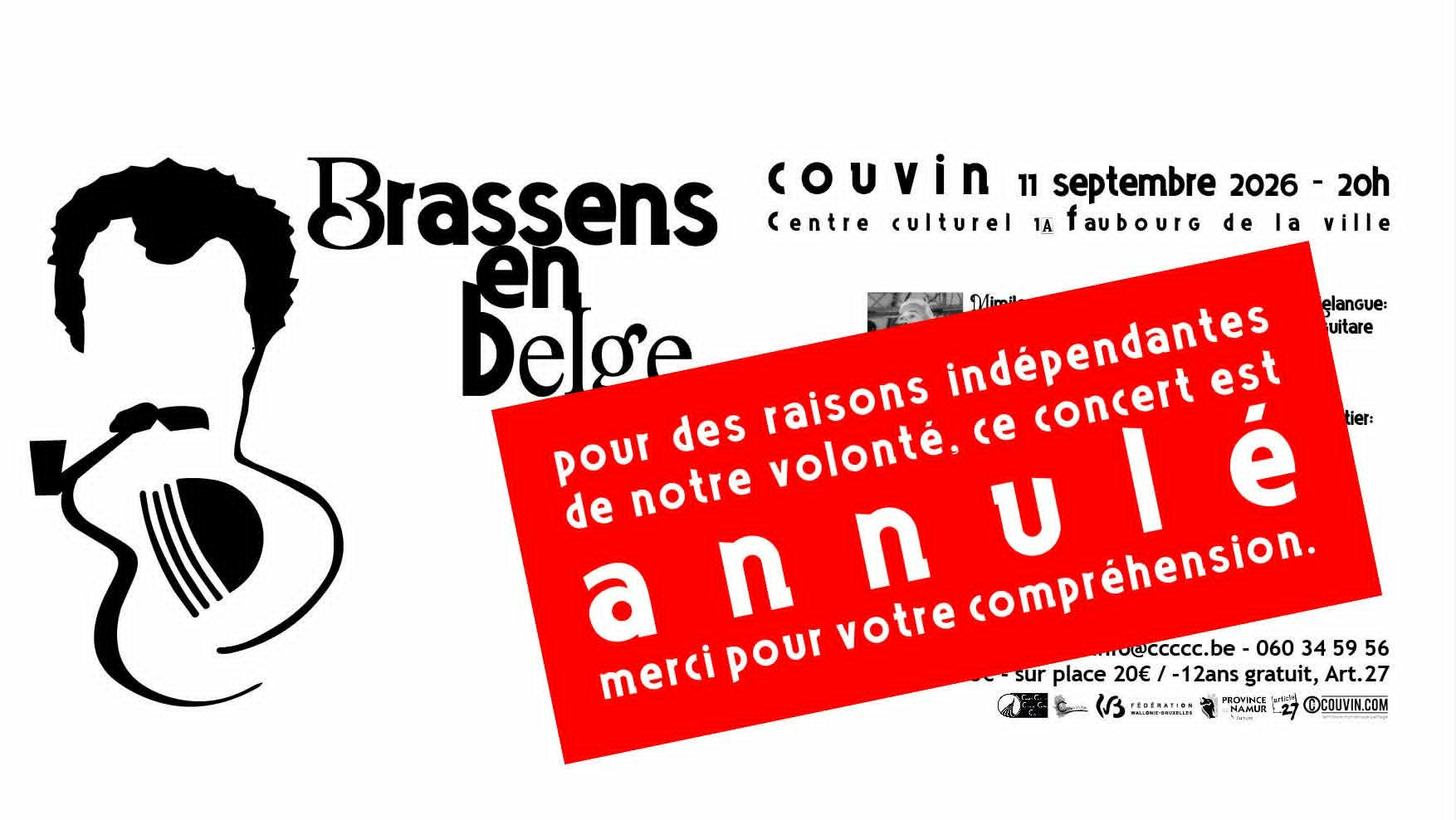 Concert Brassens en Belge à Couvin — spectacle annulé