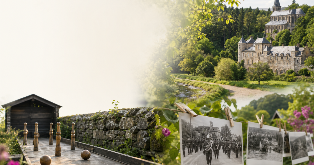Illustration du PubCast : Le territoire en bref — Jeu de quilles – week-end libre au Jeu de Quilles (Petigny) · Expo photo du Bicentenaire Brûly–Cul‑des‑Sarts (plein air)